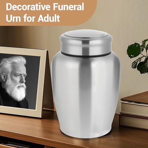 Large Stainless Steel Urns for Human Ashes Adult Up to 180 lbs, Blank Silver Blank