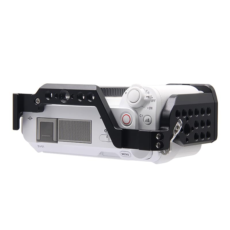 ZV-E1 Cage with Wood Handle for Sony Alpha ZV-e1 Full Camera Cage Video Shooting Frame,Built-in Cold Shoe Mount Quick Release Plate for Arca -A033