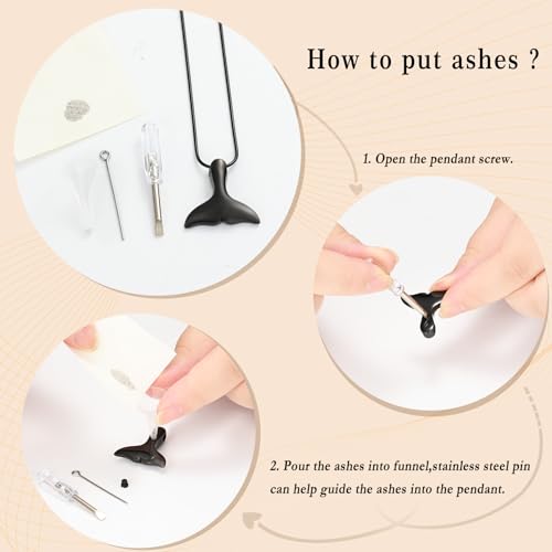 Whale Tail Cremation Jewelry for Ashes Pendant Mermaid Tail Memorial Urn Necklace Ashes Locket Keepsake Gift for Women Girl Black