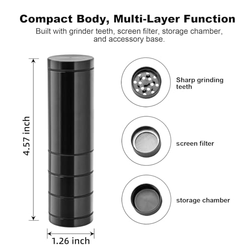 Portable Manual Kitchen Grinder with Storage Compartment Black