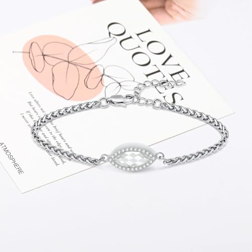 Cremation Bracelet for Ashes Oval Urn Ash Bracelet Memorial Jewellery Bereavement Keepsake Gifts for Loss of a Loved One Silver