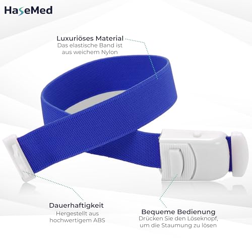 HaseMed Metal Free Latex Free Blue Medical Tourniquet - 1 Piece Tourniquet for Medical Applications, Elastic and Safe, Ideal for Emergencies and Hospitals