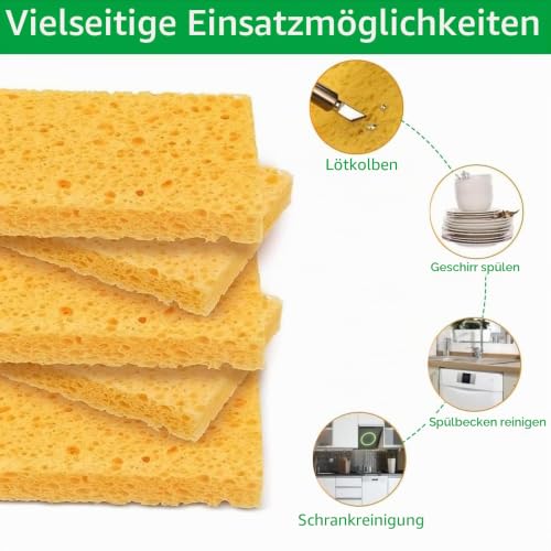 Soldering Tip Cleaning Sponge Pack of 20 Soldering Sponges Iron Tip Sponge Welding Tin Removal Soldering Tip Cleaner Soldering Welding Cleaning for Workbenches and Workshops, 61 x 61 x 2.7 mm 61x61x2.7 mm/20 pieces