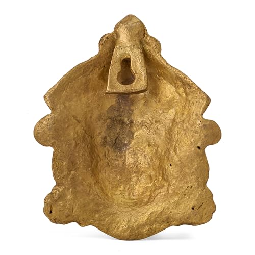 GURU JEE Brass Durga MATA Face Statue MATA Rani Ma Durga Wall Decor Maa Durga Face Idol for Home Decor Puja Temple Mandir Showpiece Gifts, Gold, Small, MN-JGJ-Durga-F-S