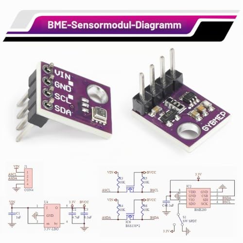 BME-280 Barometric Sensor for Temperature, Humidity and Air Pressure, BME Humidity Sensor 5V Module IIC I2C Compatible with Arduino and Ras-pberry Pi (Pack of 3)