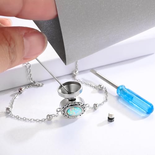 MANBU Sterling Silver Cremation Bracelet for Ashes opal urn bracelet