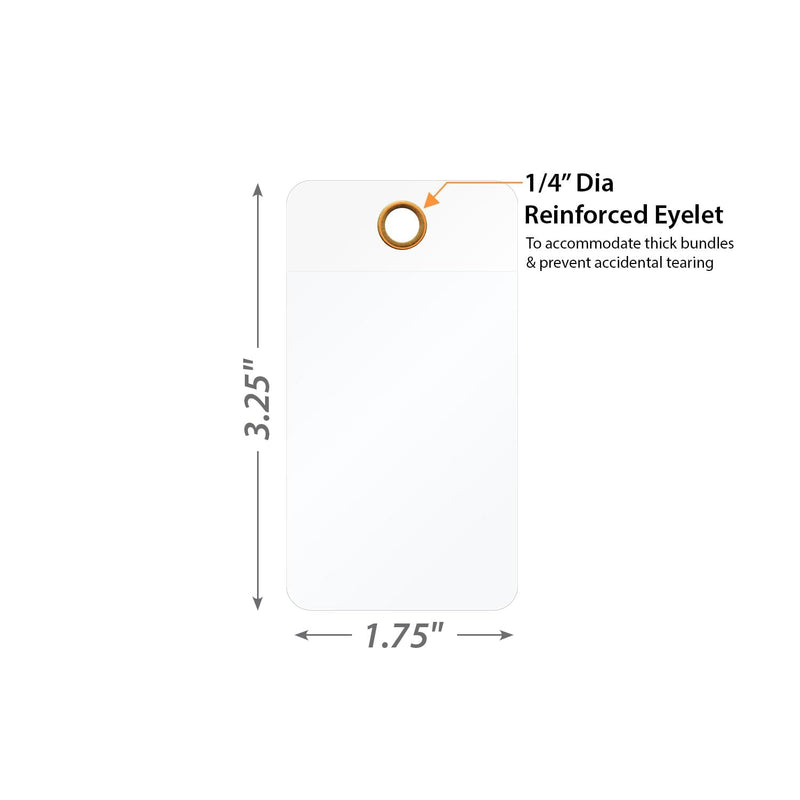 SmartSign (Pack of 25) 3.25 x 1.75 inch Blank White Writeable Self-Laminating Tags, 10 mil Thick Vinyl with Clear Polyester Flap