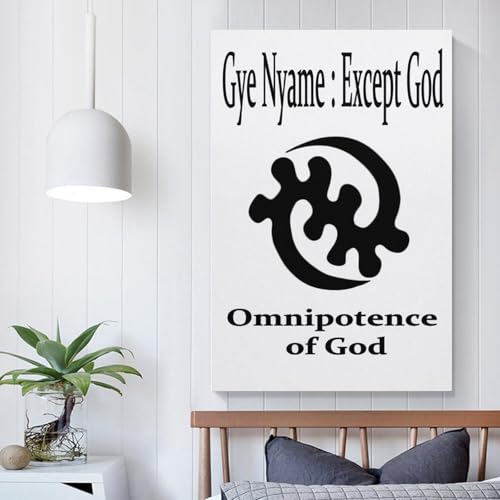 Gye Nyame Except God Adinkra Symbol African Canvas Printing Wall Art Prints Posters Spiritual Faith Minimalist Wall Decor for Living Room Bedroom Office Classroom 12x18inch(30x45cm) style-1 18"L x 12"W