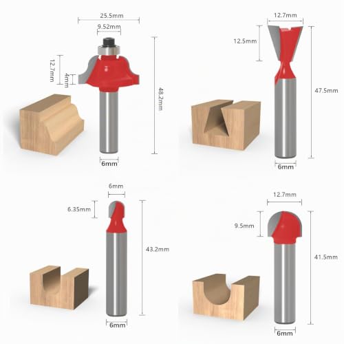 Milling Cutter Set for Router 15 Pieces, Wood Milling Bits for 6 mm Shank, Wood Cutter Set Woodworking Tools for Beginners, Industrial Quality Wood Cutters, Includes Wooden Box for Storage (6 mm) 6mm
