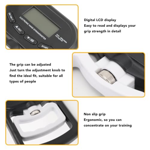 ACNTENY digital hand grip strength tester, black force gauge with 180kg/396lb capacity