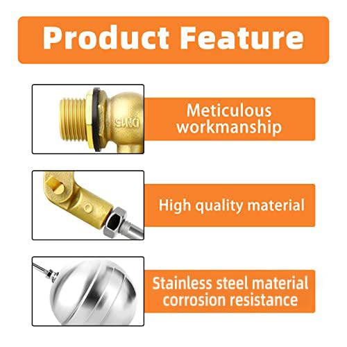 [Australia - AusPower] - GASHER 2PCS 3/4" 304 Stainless Steel Float Ball Valve with 3/4"G Female x 3/4"NPT Male Adapter, DN20 Adjustable Water Tank Float Ball Valve for Stock Tank Pool Water Level Control 3/4" DN20 2 
