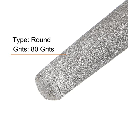 HARFINGTON 12-inch 80-grit diamond-coated round file with plastic handle for metal, glass, wood and stone