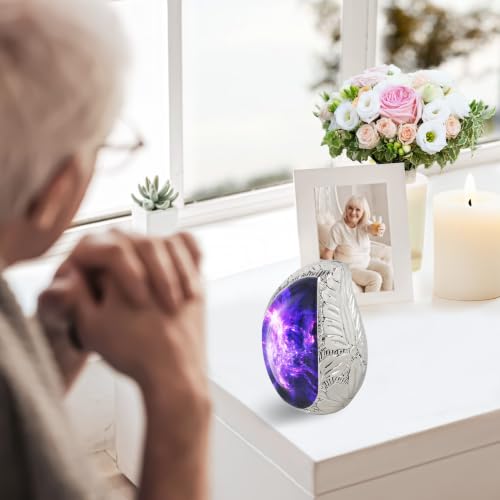 M MEILINXU Purple Small Urns for Human Ashes, Galaxy Teardrop Keepsake Urn