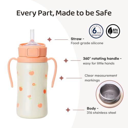 GROSMIMI Stainless Steel Baby Straw Cup, Spill-Proof, 12M+, 10oz (Balloon) Balloon 10 Ounces