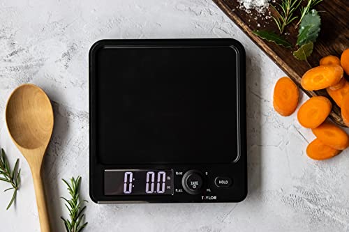 Taylor Pro Large Display Digital Dual Kitchen Scales, 5kg, Black