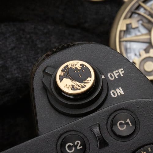 Kanagawa Wave Pattern Camera Hot Shoe Cover Shutter Button for Sony A1 A7C A7CR A7CII A7R A7M2 A7M3 A6700 A6600 A6500 A6400 A6300 (Copper Alloy-Set) Copper Alloy-Set