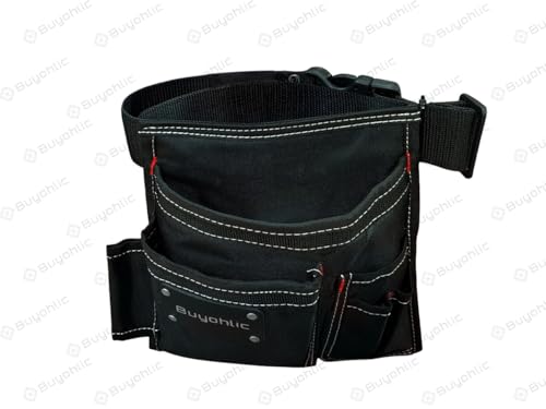 AD INTERNATIONAL durable canvas 5-pocket single-side tool pouch bag with adjustable belt