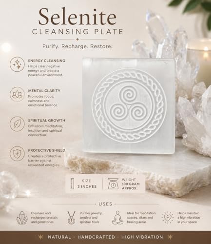 Natural Selenite Charging Reiki Gemstone Plate Crystal Healing FENG Shui Metaphysical Gemstone Gift Positive Energy Peace Meditation Wellness Handcrafted