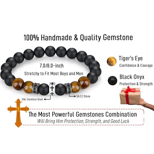 Christian Bracelet for Men, Jesus Bracelets, Vintage Cross Beaded