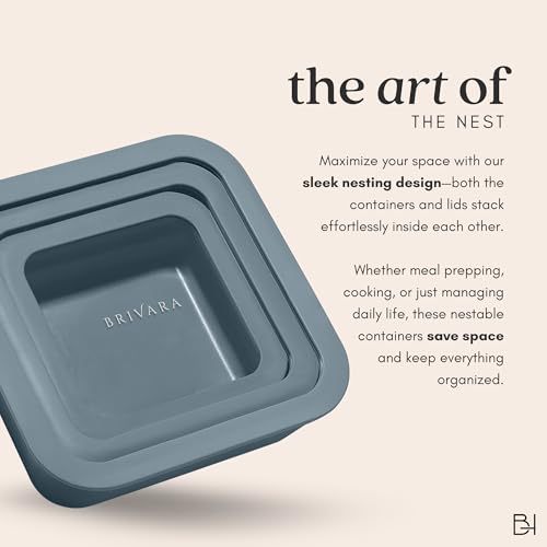 Glass Food Storage Container with Lid, 5-Cup Medium Square | Microwave-Safe Airtight Lid, Oven-Safe Ceramic-Coated Glass | Zero Plastic, No PFAS/PFOA/BPA, Reusable [Dusk] Dusk Medium Square (5 Cup)