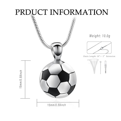 Sport Ball Urn Necklace for Ashes for Men Stainless Steel Memorial Pendant Silver-3