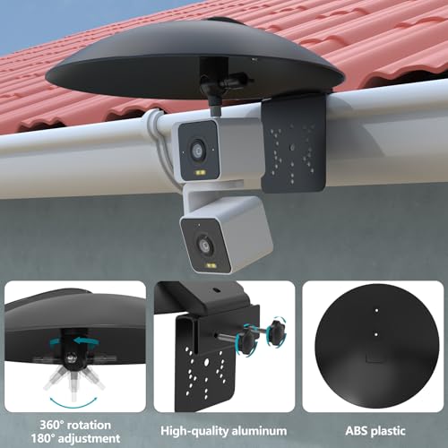 Sun Rain Shade Cover with Gutter Mount WYZE Cam Pan V1/V2/V3/V4/Duo Cam Pan,eufy Indoor Cam,Blink Mini Pan,TP-Link Tapo Pan,Kasa Pan/Tilt and All Outdoor Security Cameras with 1/4 Screw