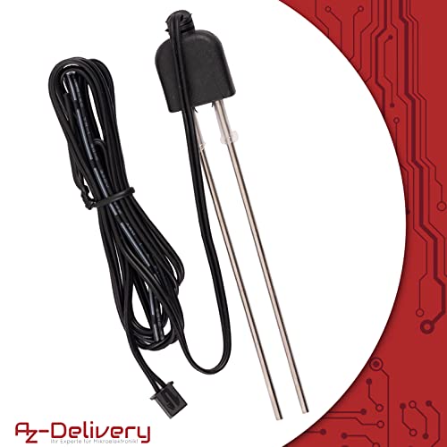 AZDelivery Soil Moisture Sensor, Moisture Detector and Plant Moisture Meter with Corrosion Resistant Probe for Automatic Watering System Compatible with Arduino and Raspbery Pi 1