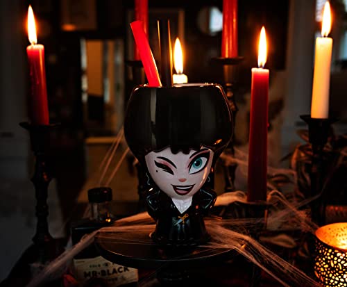 Geeki Tikis Cupful of Cute Mistress of the Dark Elvira Ceramic Mug | Party Cocktail Tumbler For Liquor and Beverages | Holds 18 Ounces