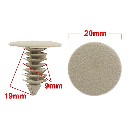 Unifizz 9mm khaki plastic push-in rivets and door fender bumper clips for cars, 100-piece set