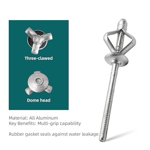 50Pcs Tri-Fold Blind Rivets with Sealing Washer O-Ring, 1/4"x1-3/64" 1/4"x1-3/64"