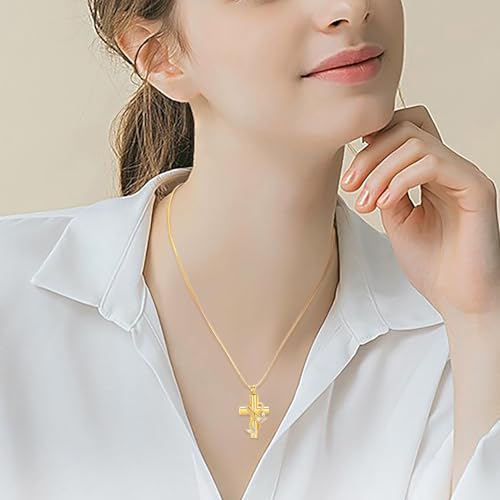 Imrsanl Butterfly Cross Urn Necklace for Ashes Men Women Cremation Jewelry Ashes Pendant for Human Memorial Ash Jewelry Gold