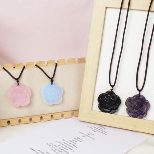 Crystal Necklace Flower Pendant Jewelry for Women Pink