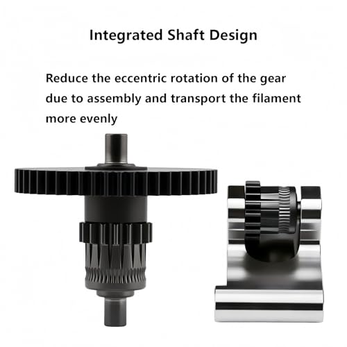 Hardened Steel Extruder Gear Kit for Adventurer 5M, 3D Printer DLC Nano Coating Hardened Steel Extruder Dual Gear Aluminum Handle for Adventurer 5M Pro