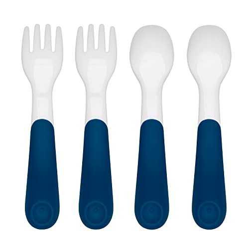 OXO Tot Plastic Fork & Spoon Multipack - Navy, 4 Piece Set (Pack of 2)