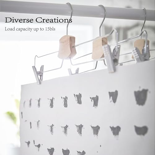10 Pack Pants Hangers, 14" Adjustable Clip Pant Hanger Heavy Duty with 360°Swivel Hook - Solid Wood & Metal Closet Organizer, Space Saving Hanger for Pants, Skirts, Underwear, Scarves