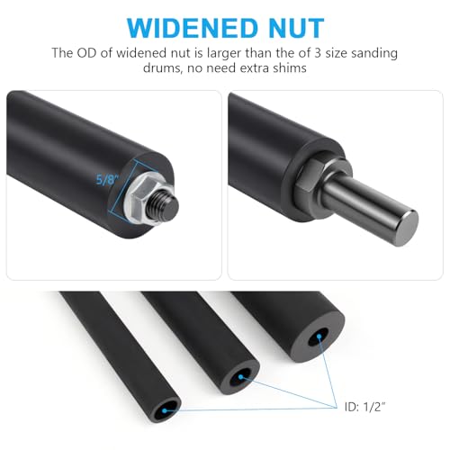 Spindle Sander Adapter 4-1/2" x 1/2" with Rubber Sanding Drum Kit OD 3/4", 1", 1-1/2" and Sandpaper Sleeves Grit # 80,120 - S/16