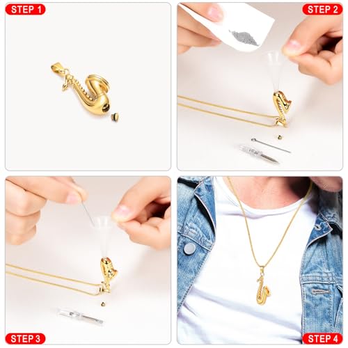 memorial jewelry Music Urn Saxophone Horn Chain Necklace Cremation Ash Keepsake Pendant Gold
