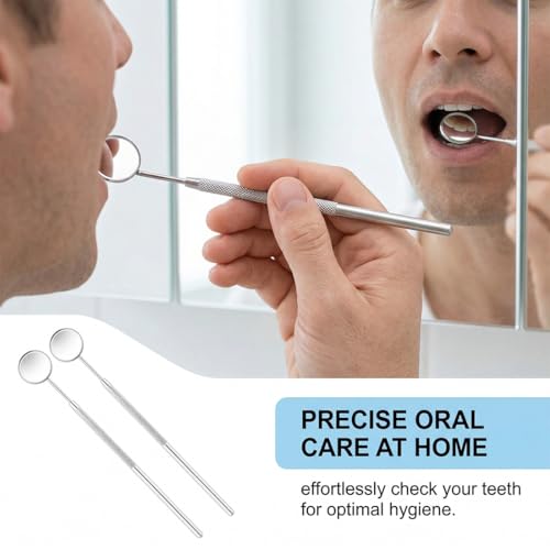 Dental Mirror Mouth Mirror Pack of 2 - Professional Stainless Steel Inspection Mirror for Precise Dental Control & Oral Hygiene. Dental Care Set