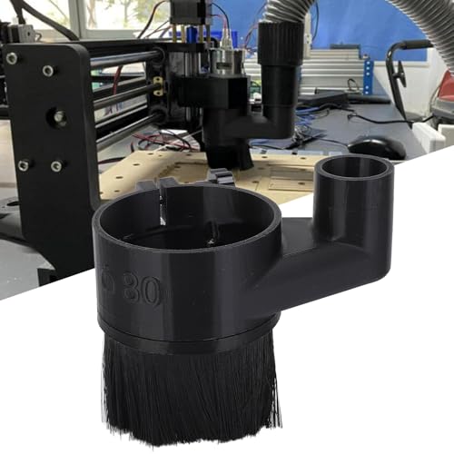 Ejoyous CNC Dust Shoe 80mm, Dust Collector Cover for CNC Engraving Machine Magnetic Suction Design with Detachable Brush Bristles, for 2.2kw 80mm Spindle Motor