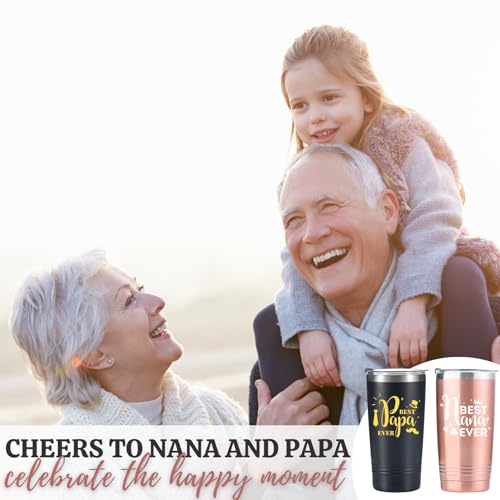 Onebttl Nana and Papa Gifts 20oz Tumbler Set, Best Papa/Nana Gifts for Christmas, Birthday, Anniversary - Stainless Steel Tumbler with Lid