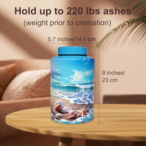 Large Cremation Urns for Adult Human Ashes, Ocean Heaven Pattern Large 220 lbs