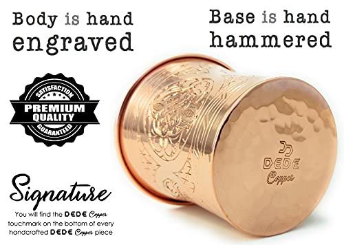 DEDE Copper - CC Series (20 oz) - Handcrafted Super Heavy Weight Drinking Cups or Serving Cold Beverages and Cocktail Mugs, Handmade Unlined Uncoated Pure Solid Copper Tumblers (Engraved) Engraved