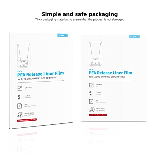ELEGOO 5PCS PFA Release Liner Film for Saturn 2/8K/3/4/4 Ultra/4 Ultra 16K for Saturn 2/Saturn 4/Saturn 4 Ultra