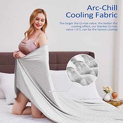 Topcee Cooling Blanket, Summer Cooling Blankets for Hot Sleepers, Arc-Chill Q-Max>0.5 Cool Fiber, Oeko-TEX 100% Certified, Soft, Breathable, Double-Side Bed Throw,Keep Cool for Adults Kids 90"x90" Grey-new 90"x90"