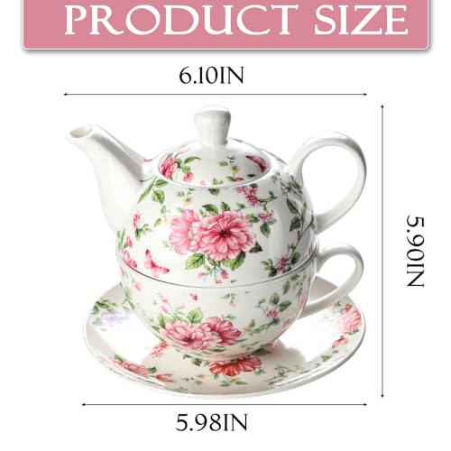 Tea Cup Set Ceramic Including 1 Teapot with lid 1 Tea Cup with 1 Sauser (C1) C1