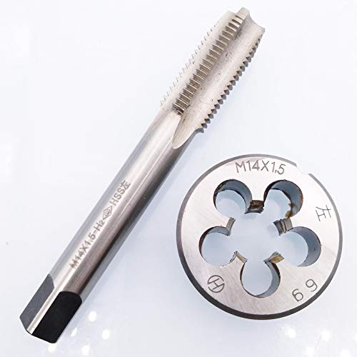Yodaoke HSS M14 x 1.5mm metric left-hand tap and die set on a plain background