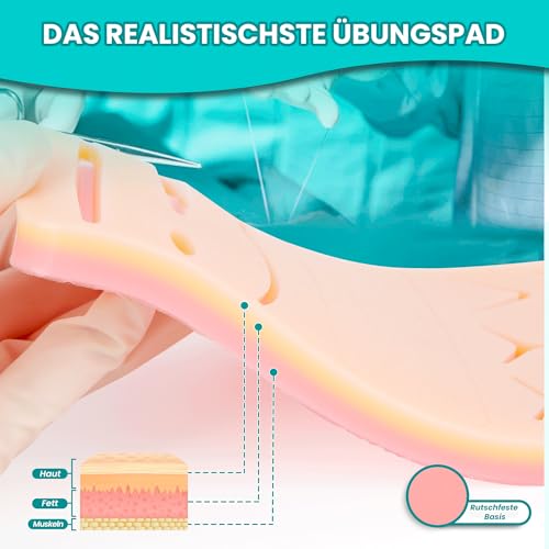 Seam Set with Ultra Realistic Silicone Pad - Seam Training Set for Medical Students with E-Learning, Complete Exercise Set, Gift for Medicine Students
