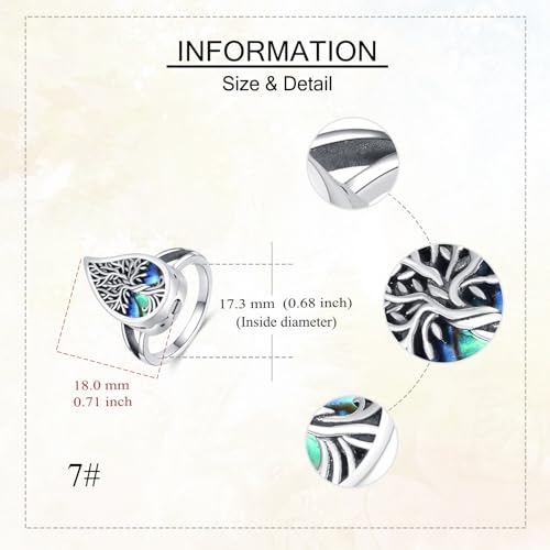 ONEFINITY Urn Rings for Ashes 925 Sterling Silver Tree of Life Ashes Rings Memorial Cremation Jewellery Gifts for Women #8