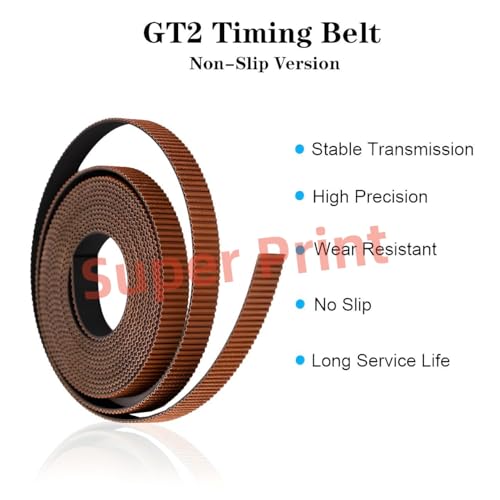 Super Print GT2 Timing Belt 10mm,GT2 Belt 10mm Width,3D Printer Open GT2 Timing Belt,Upgrade Nylon Tooth Surface Non-Slip Version for 3D Printers,CNC.(10 Meters) 10mm-10M 1