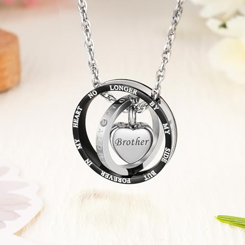 Dletay Urn Necklace for Ashes Stainless Steel Cremation Jewelry Memorial Ash Necklace for Men Women Urn Pendant Ashes Holder Black-Brother